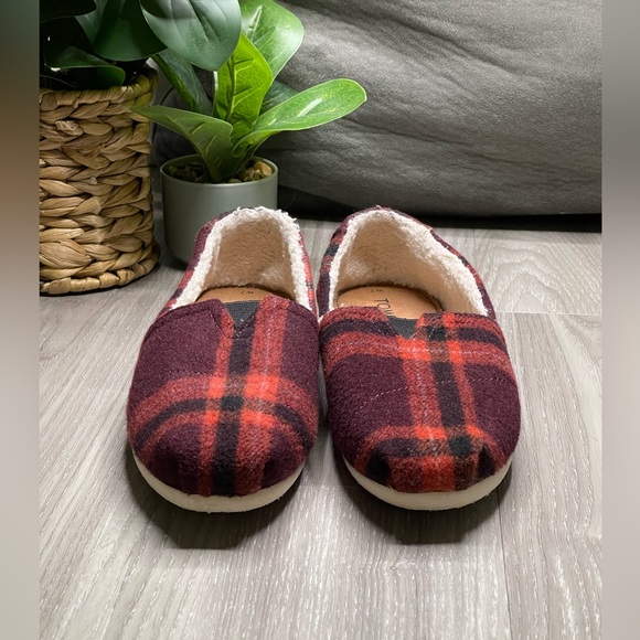 Toms Red Plaid Wool Flats - Picture 2 of 7